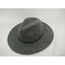 Chapeau en feutre en laine à la mode en forme de fourreau avec chapeau en caoutchouc fait à la main en cuir (F-070004)